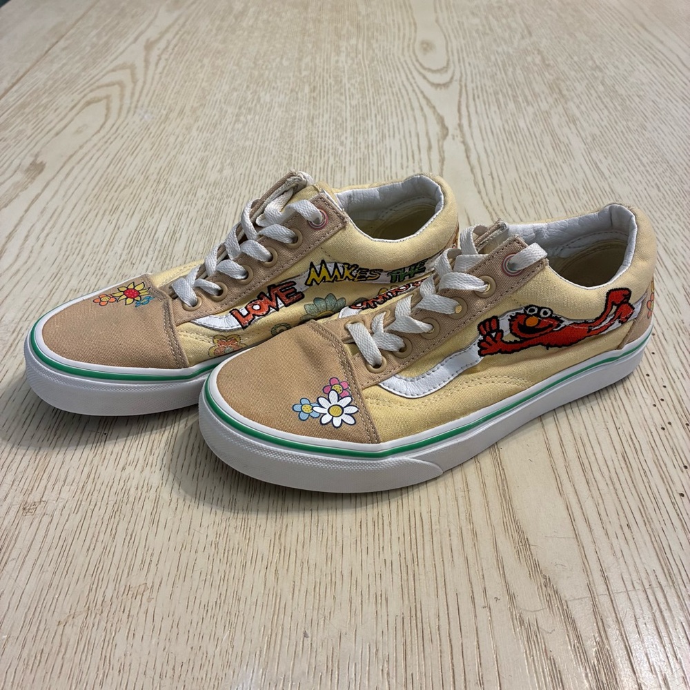Women’s Vans Ward Low Sesame Street Skate Sneaker Shoes (Tan/Yellow)